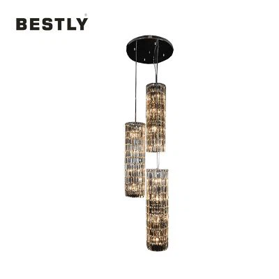 تین لائٹس میں جدید گول کرسٹل لاکٹ لیمپ