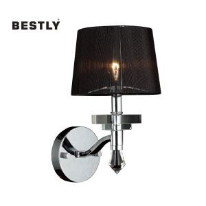 سیاہ تانے بانے کے سایہ کے ساتھ جدید دیوار لیمپ